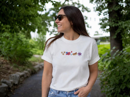 Embroidered 4th of July Comfort Colors Shirt, Patriotic Tee, American Flag Embroidered T-Shirt, Independence Day Gift