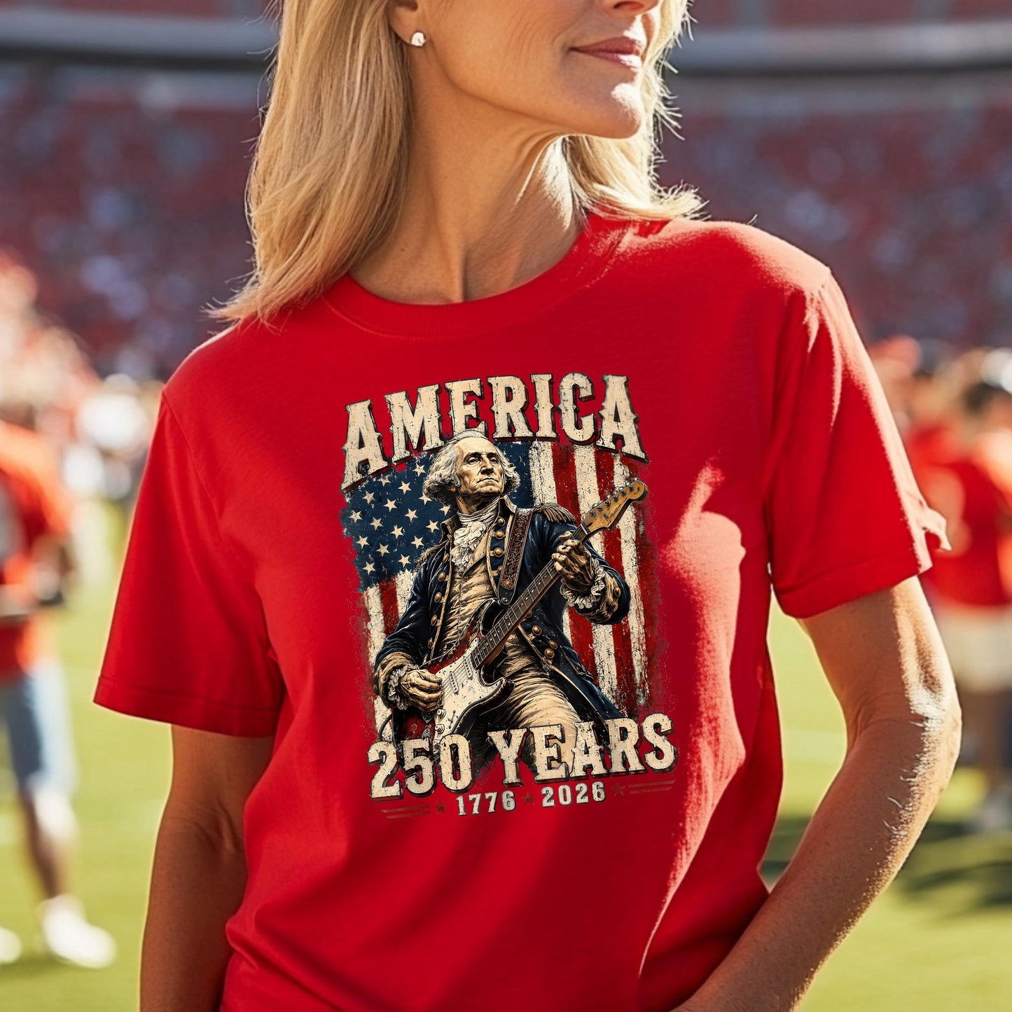 George Washington Guitar USA 250 Years of Freedom Shirt, 1776-2026 American Anniversary Shirt, 4th of July T-Shirt, USA Independence Day Tee