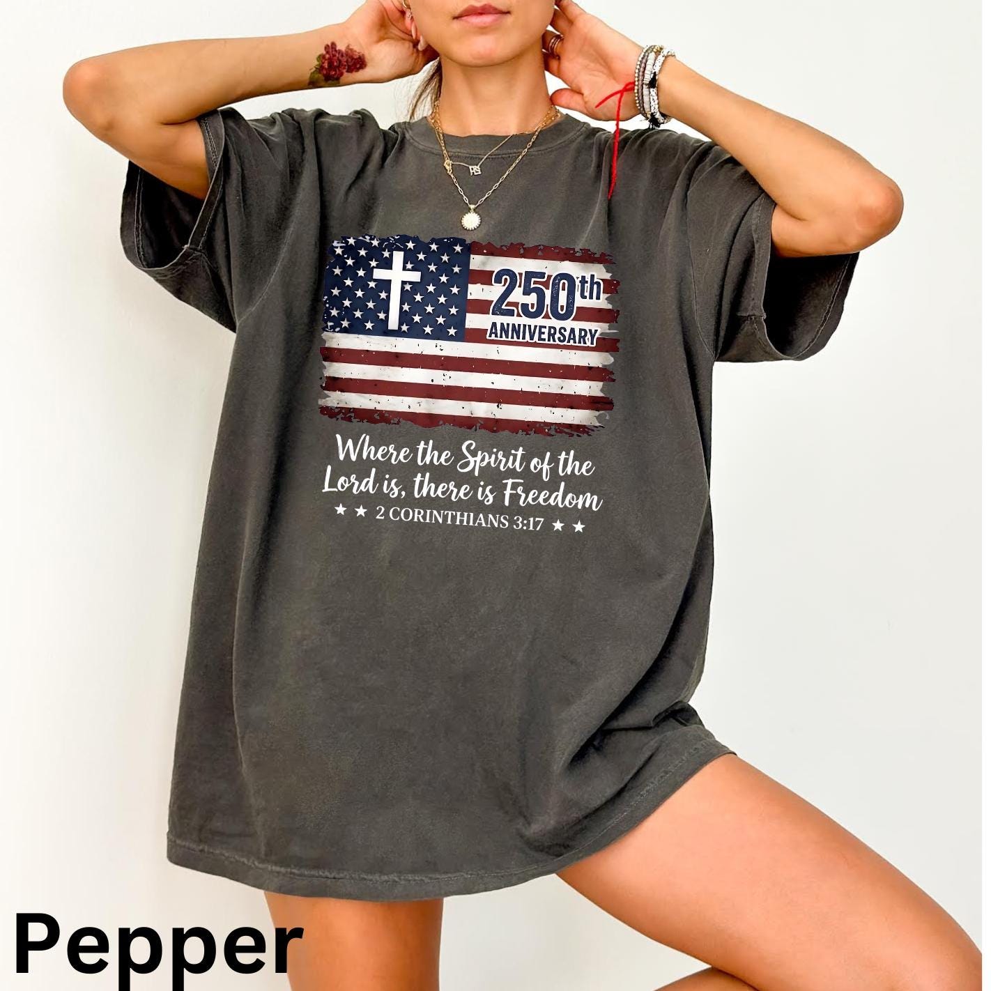 Freedom Christian America 250th Anniversary Shirt, Distressed Jesus 4th Of July Shirt, American Flag Shirt, Faith Bible Verse Tee