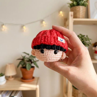 Kpop Band Crochet Doll Keychain Set, Handmade Kpop Band Plush Mini Dolls, Cute Members of KPop Group Gift, Fanmade Keyring Accessories
