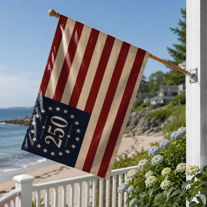 USA 250th Birthday Betsy Ross Flag, America 250 Celebration House Flag, 1776-2026 Patriotic Porch Decor, 13 Star US Anniversary Flag