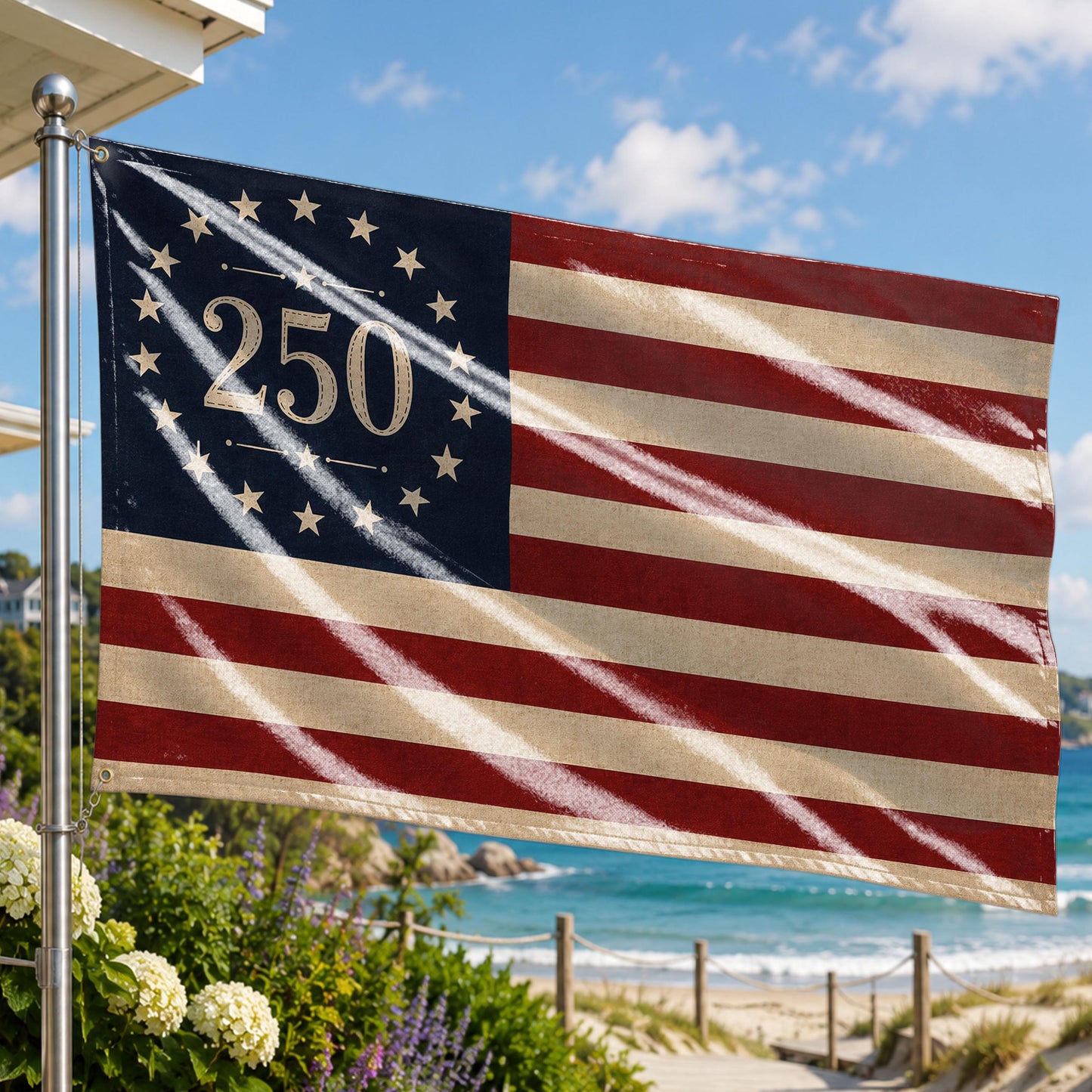 USA 250th Birthday Betsy Ross Flag, America 250 Celebration House Flag, 1776-2026 Patriotic Porch Decor, 13 Star US Anniversary Flag