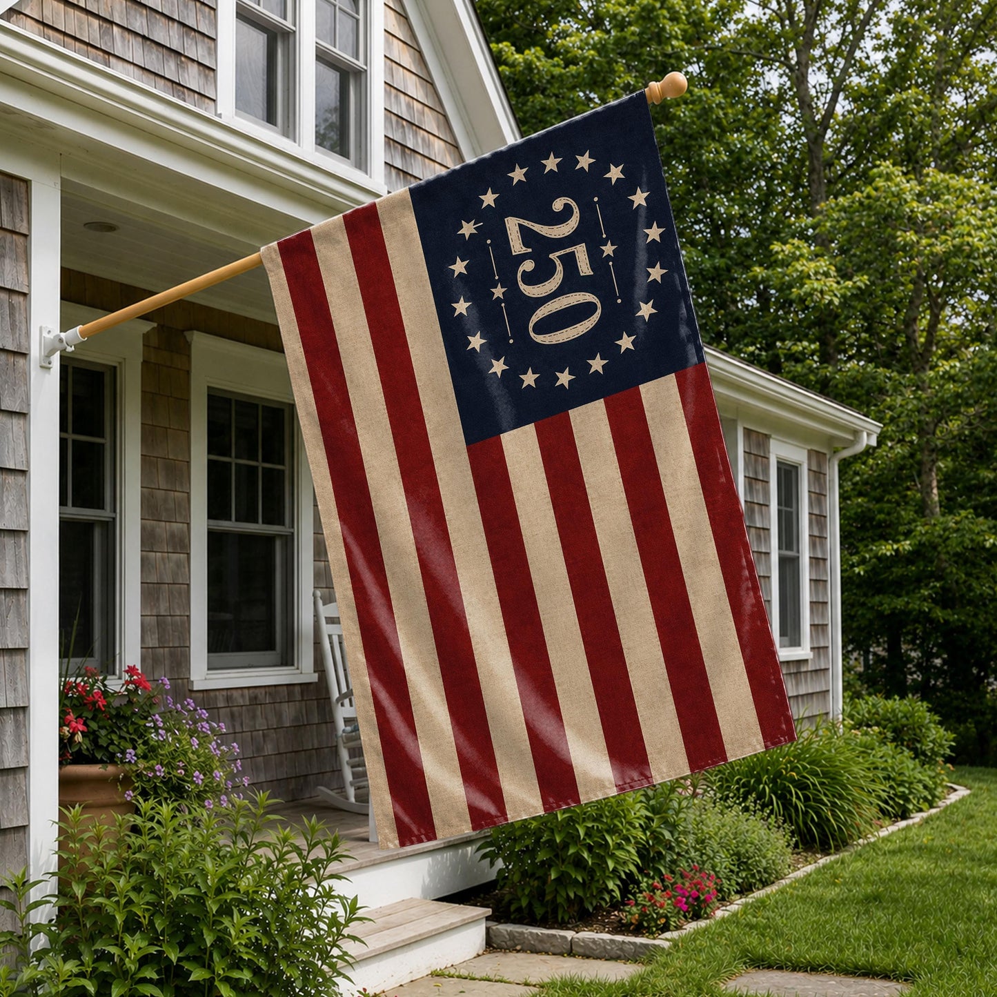 USA 250th Birthday Betsy Ross Flag, America 250 Celebration House Flag, 1776-2026 Patriotic Porch Decor, 13 Star US Anniversary Flag