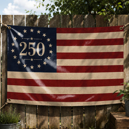 USA 250th Birthday Betsy Ross Flag, America 250 Celebration House Flag, 1776-2026 Patriotic Porch Decor, 13 Star US Anniversary Flag