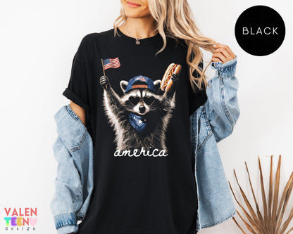 Comfort Colors® Feral Raccoon Shirt, Patriotic USA Tee, Funny Independence Day Apparel