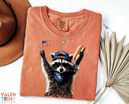 Comfort Colors® Feral Raccoon Shirt, Patriotic USA Tee, Funny Independence Day Apparel