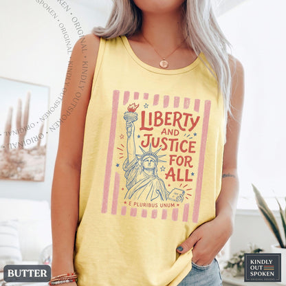 Liberty And Justice For All Boxy Tee, Progressive Patriotic Shirt, Fourth Of July Shirt, Human Rights Tank Top, USA 250 Celebration