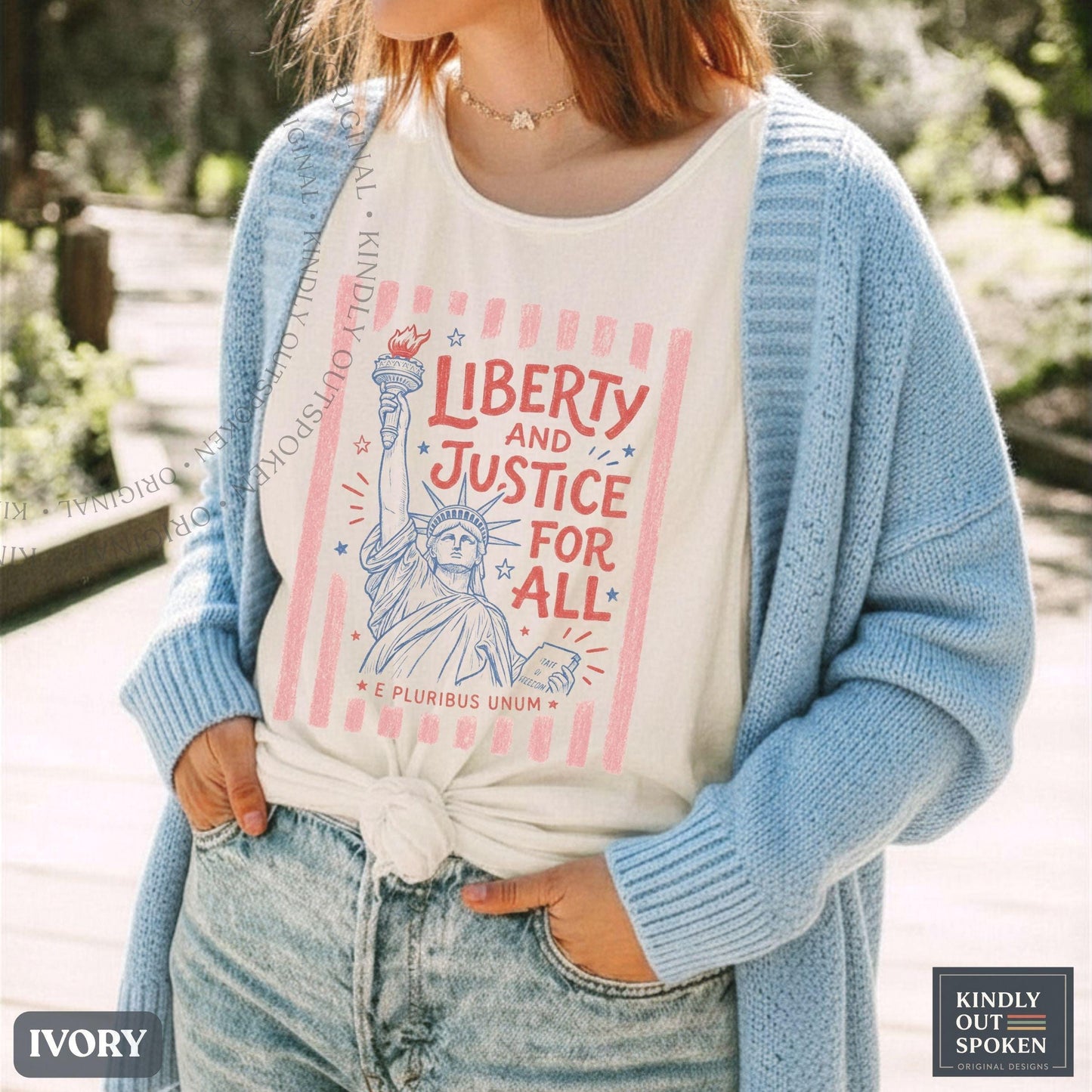 Liberty And Justice For All Boxy Tee, Progressive Patriotic Shirt, Fourth Of July Shirt, Human Rights Tank Top, USA 250 Celebration