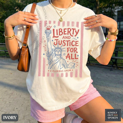 Liberty And Justice For All Boxy Tee, Progressive Patriotic Shirt, Fourth Of July Shirt, Human Rights Tank Top, USA 250 Celebration