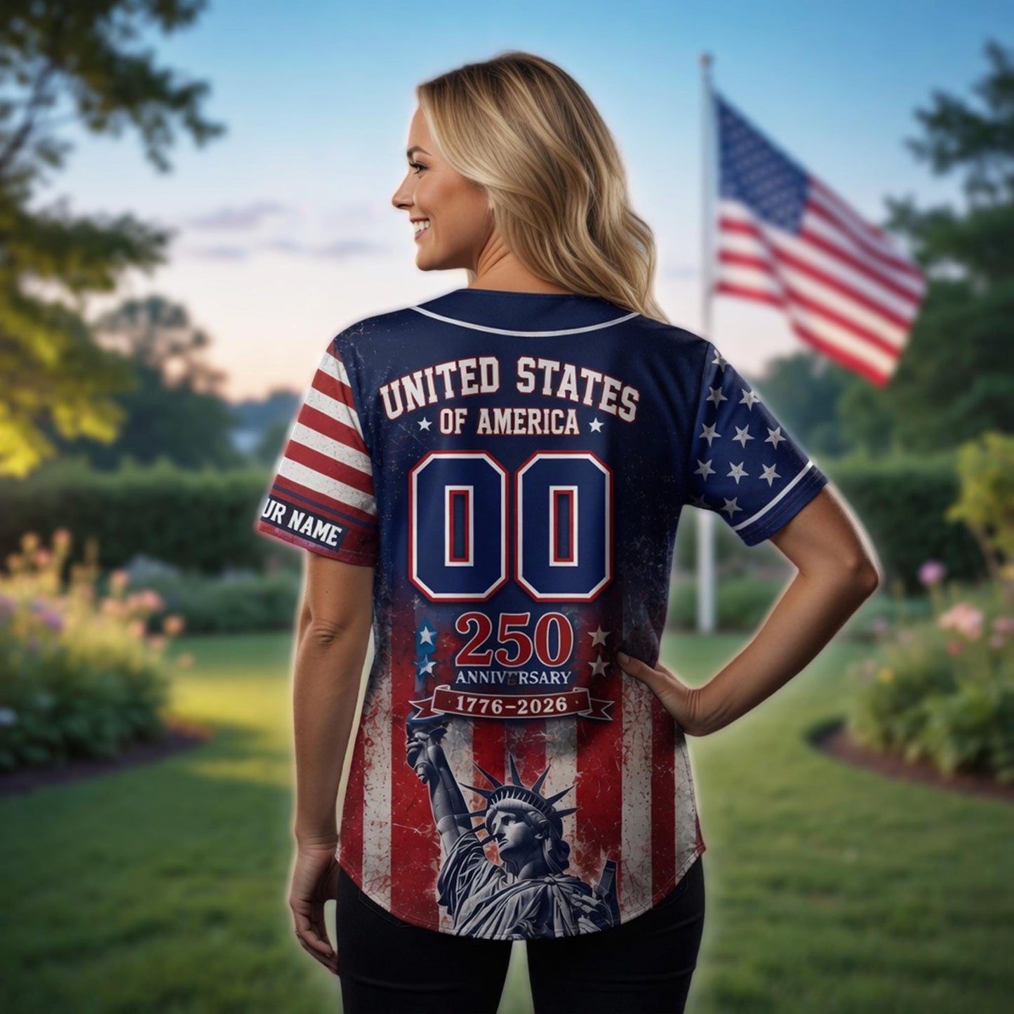 Personalized USA 250 Years Celebration Baseball Jersey Shirt, 1776 2026 Patriotic Shirt, American Baseball Jersey Summer Shirt