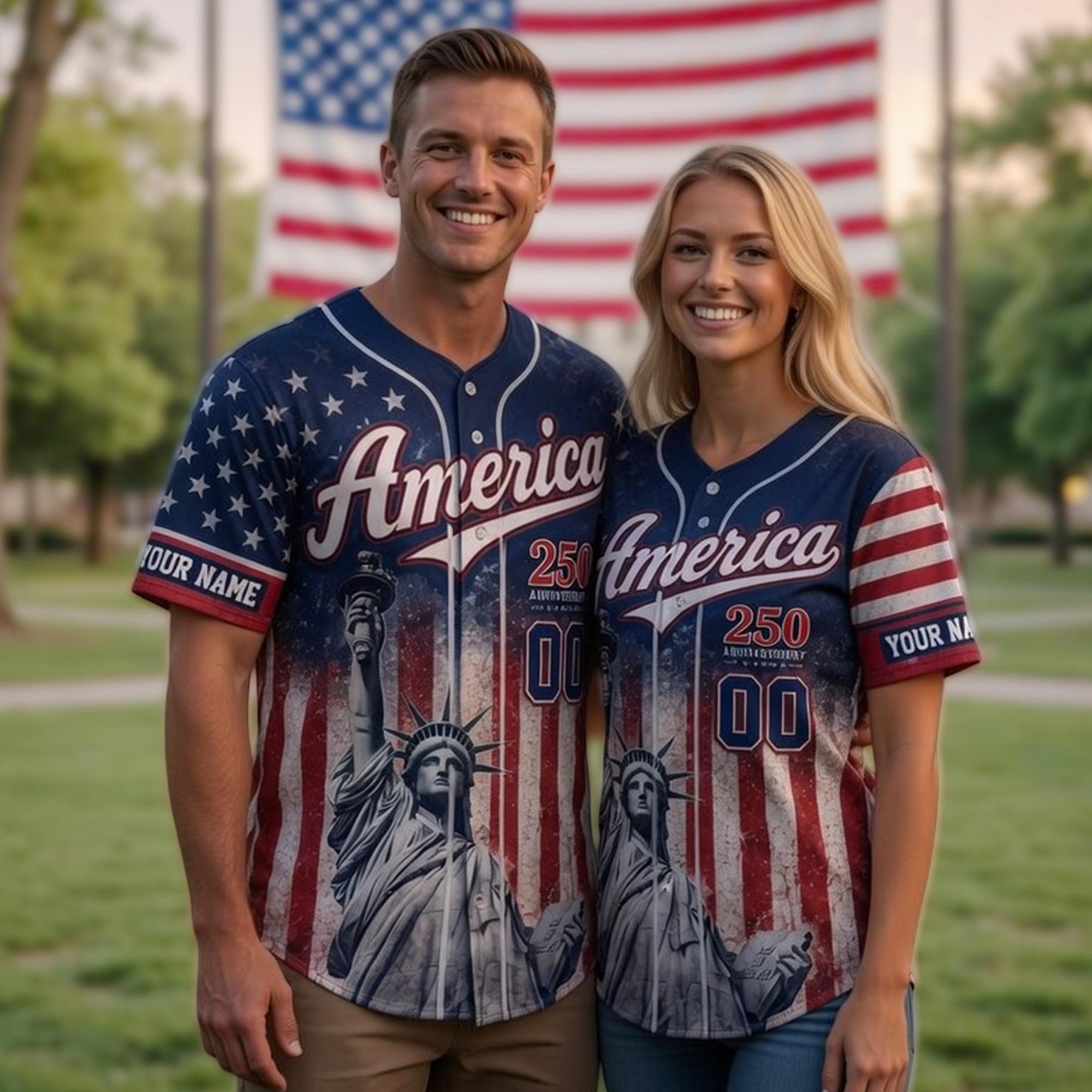 Personalized USA 250 Years Celebration Baseball Jersey Shirt, 1776 2026 Patriotic Shirt, American Baseball Jersey Summer Shirt