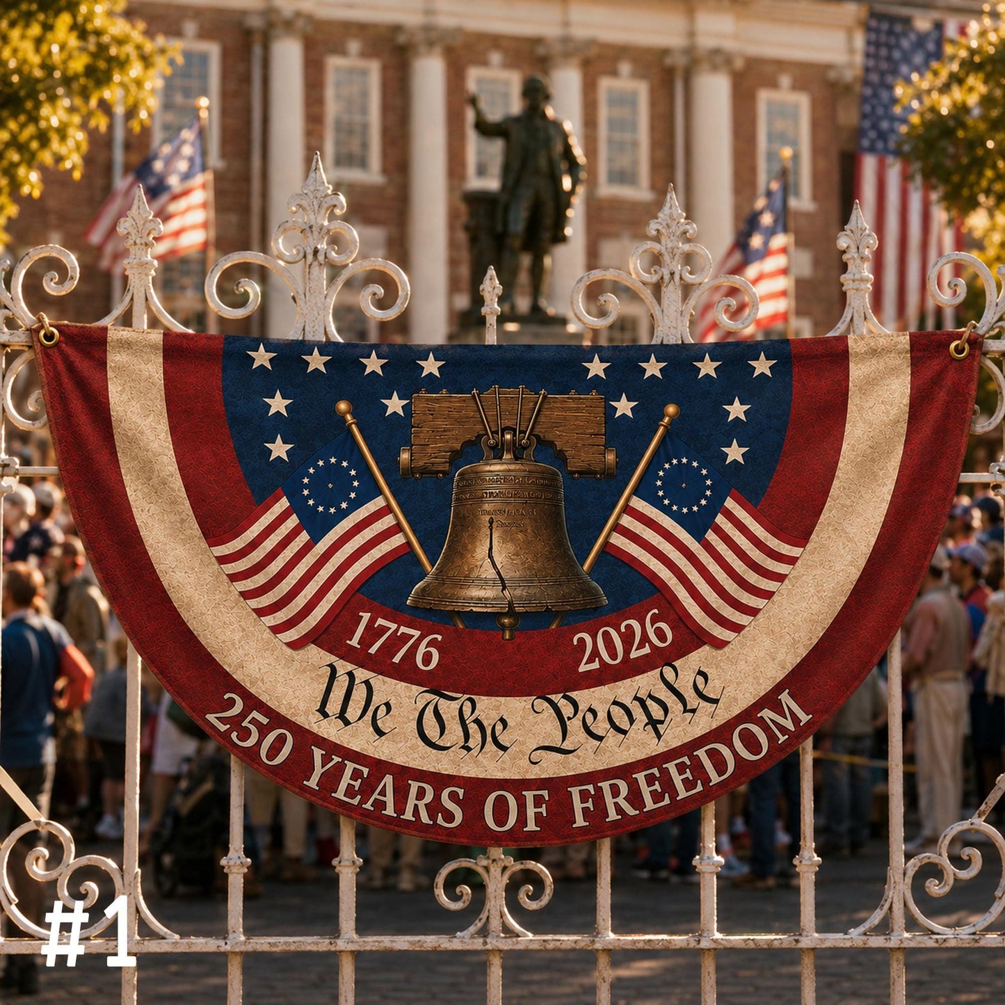 250th Anniversary Bunting Flag, 250th Anniversary Banner, We The People 1776 2026, Patriotic Porch Fence Semiquincentennial Decor