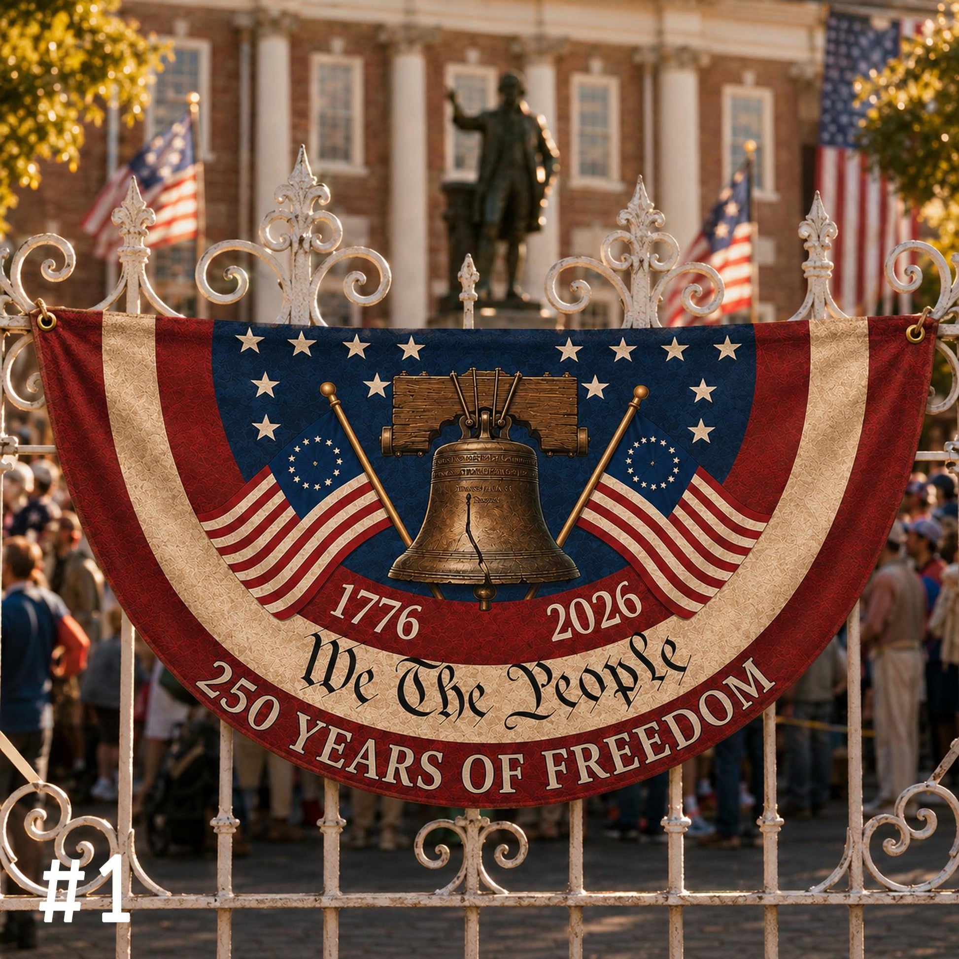 250th Anniversary Bunting Flag, 250th Anniversary Banner, We The People 1776 2026, Patriotic Porch Fence Semiquincentennial Decor