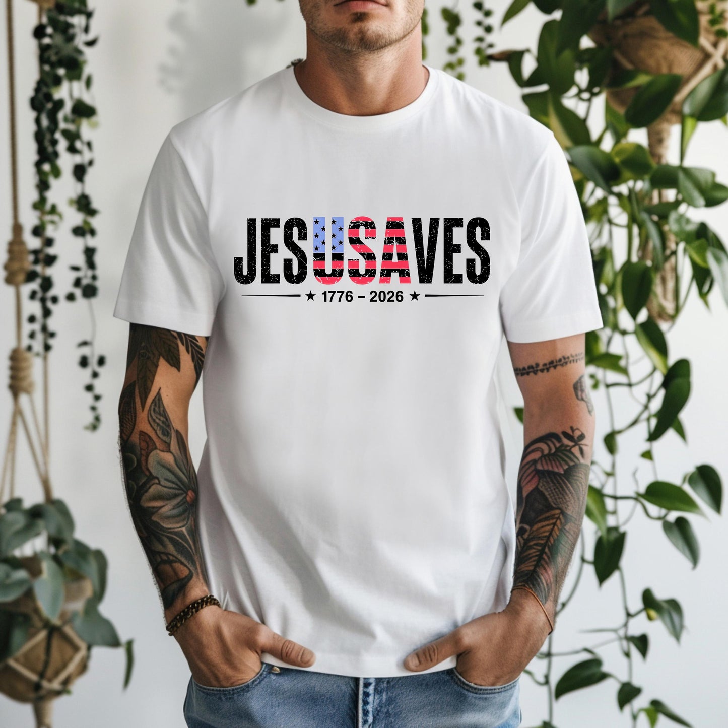 Jesus Saves Shirt, Christian Patriotic Tee, America 250 T-shirt, 1776 To 2026 Top, 4th Of July Faith Outfit, Religious USA, Christian Gift