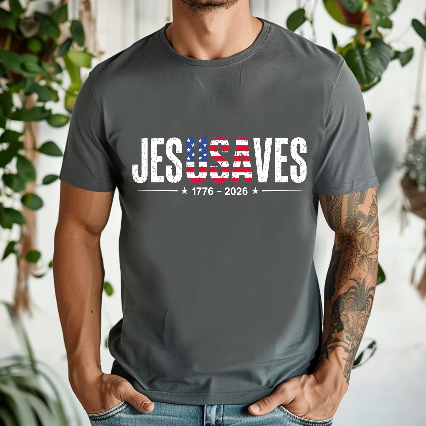 Jesus Saves Shirt, Christian Patriotic Tee, America 250 T-shirt, 1776 To 2026 Top, 4th Of July Faith Outfit, Religious USA, Christian Gift