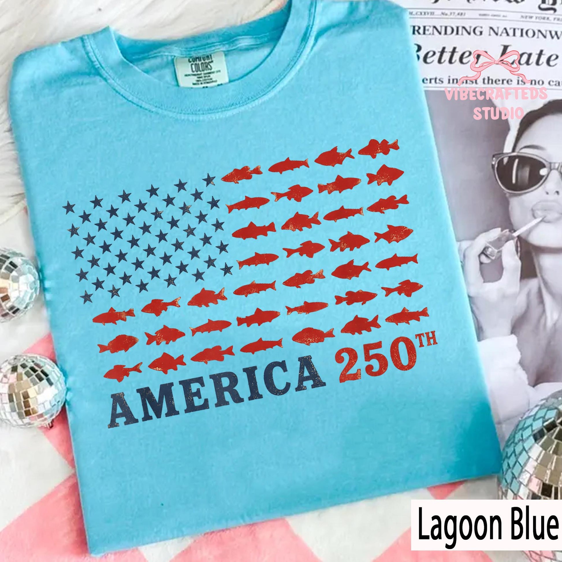 America 250th Fishing Flag Comfort Colors Shirt, USA 250 Years Fishing Tee, Patriotic Fisherman Unisex T-Shirt, 4th of July Angler Gift