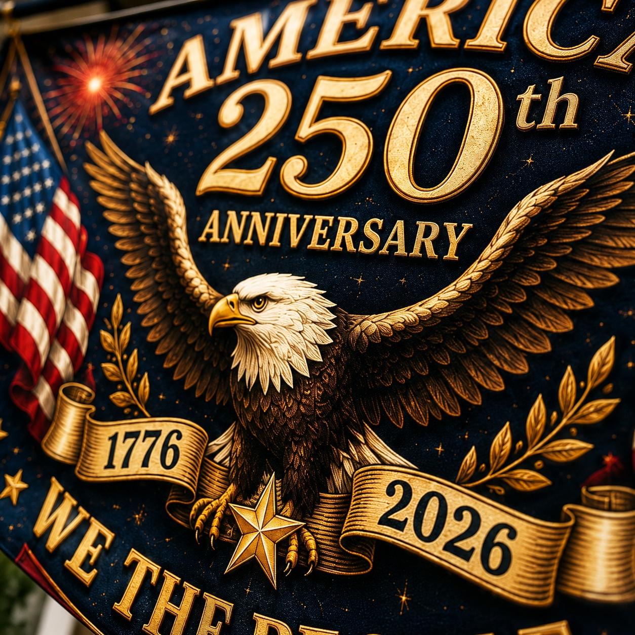 USA 250th Anniversary Patriotic Bunting Banner, America 1776–2026 Semicircle Fence Flag, Christian Freedom Porch Decor, Fourth of July Decor