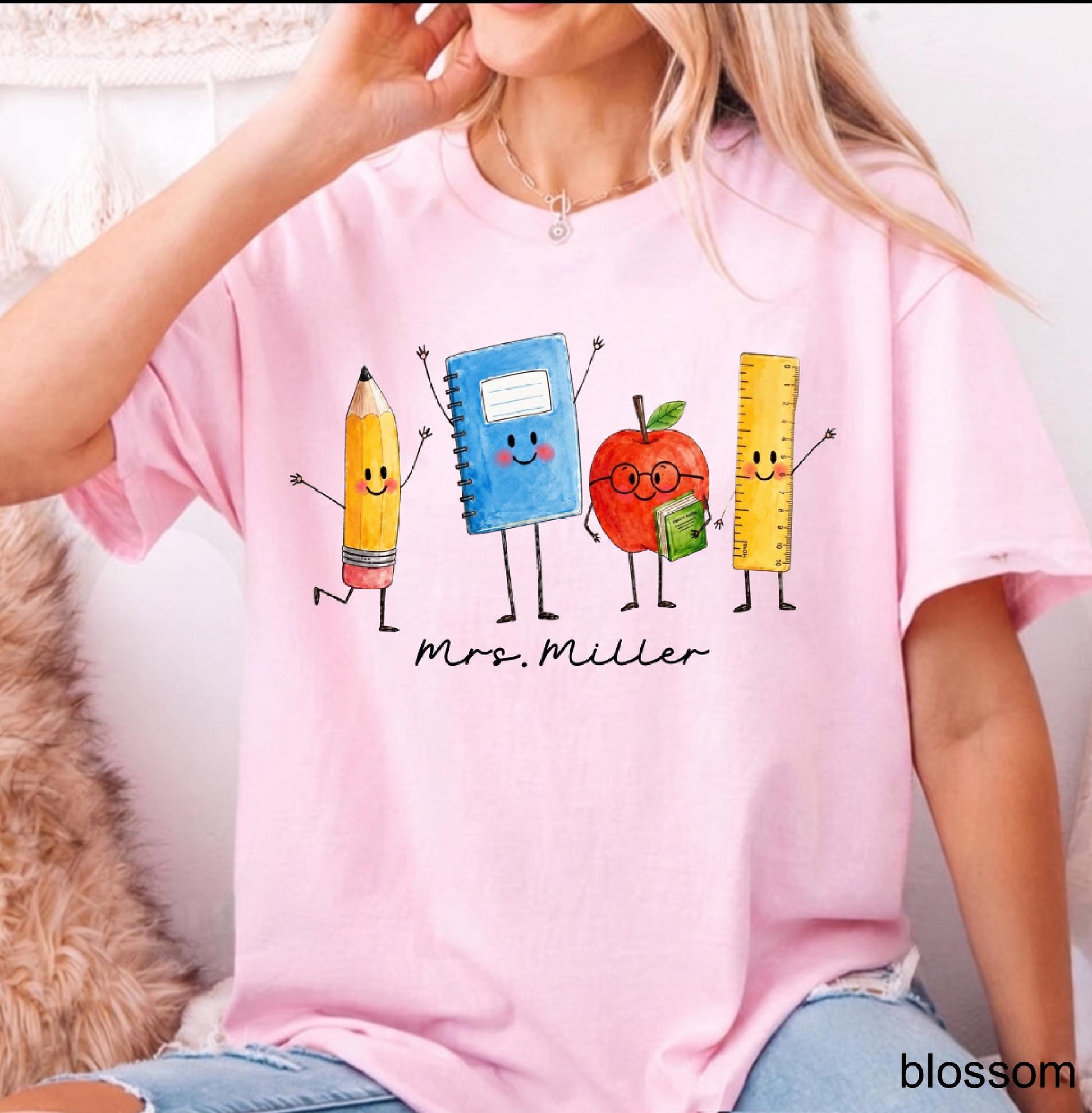 Comfort Colors Custom Back to School Teacher Shirt, Personalized Teacher Team Shirts Grade Level Doodle Tee Kindergarten First Day of School
