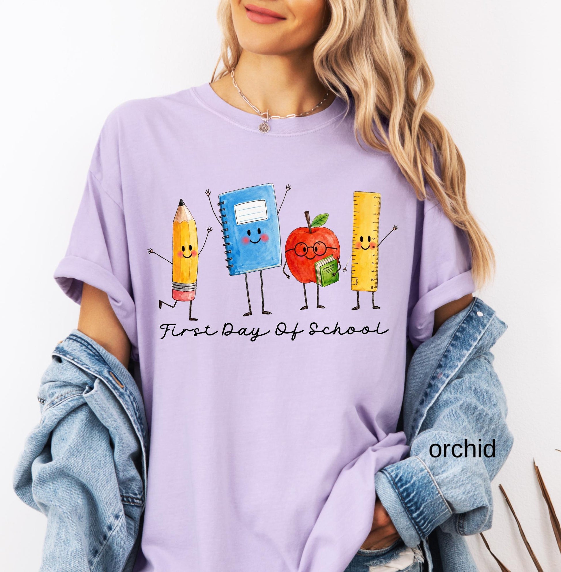 Comfort Colors Custom Back to School Teacher Shirt, Personalized Teacher Team Shirts Grade Level Doodle Tee Kindergarten First Day of School