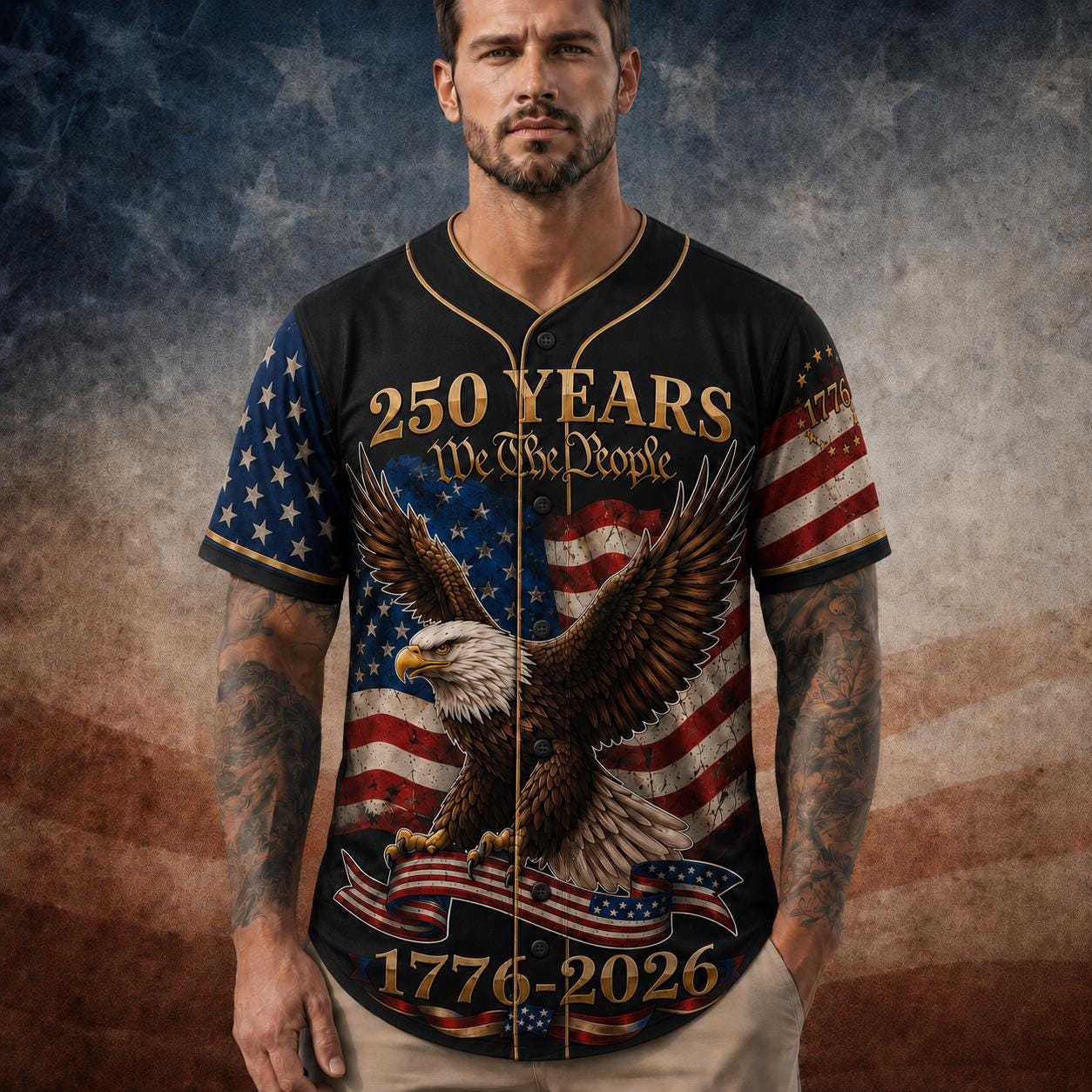 250th Anniversary Baseball Jersey, We The People Shirt, Independence Day Jersey, American Flag Shirt, Patriotic Family Set