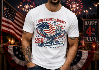 4th of July America 250th Anniversary Comfort Colors T-Shirt, Patriotic Independence Day Tee