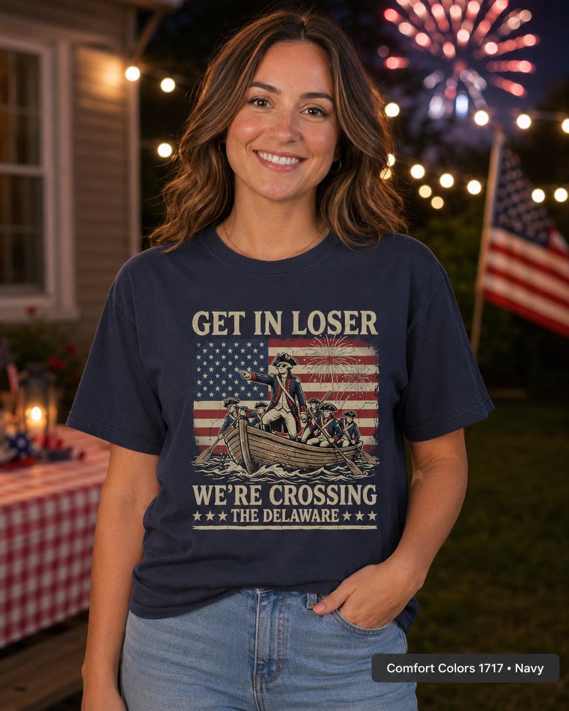 Get In Loser Crossing Delaware Shirt, Funny Patriotic History T-Shirt, Vintage American Revolution Tee, 4th of July USA Gift Shirt