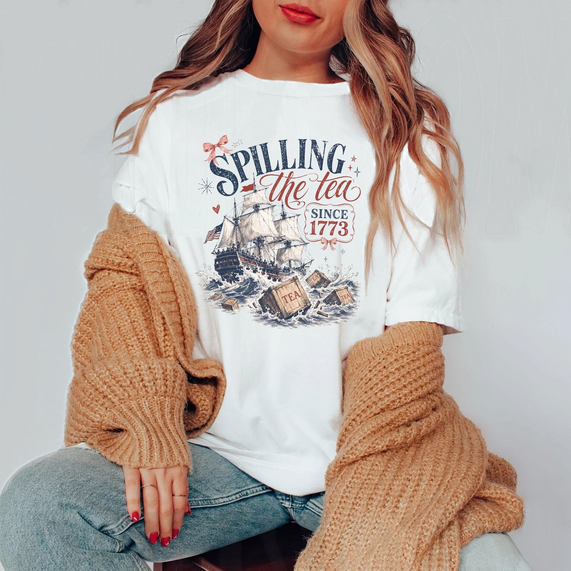 Spilling The Tea Since 1773 Shirt, Funny 4th of July Tee, Boston Tea Party Patriotic Shirt, Americana Clothing, USA Independence Day Gift