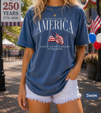 America's Semiquincentennial Shirt,USA 250th Anniversary T-Shirt, Patriotic Graphic Tee,Vintage Style 4th of July T-Shirt, Summer Gift CC001