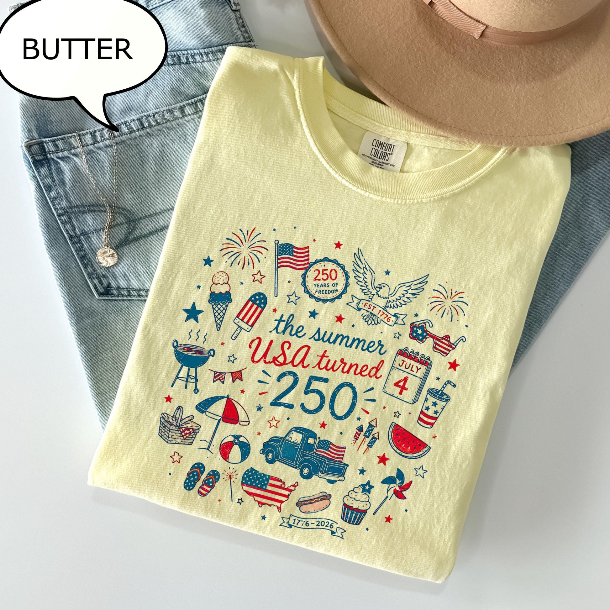 Comfort Colors® The Summer USA Turned T-Shirt, America 250th Birthday Shirt, 4th Of July Shirt