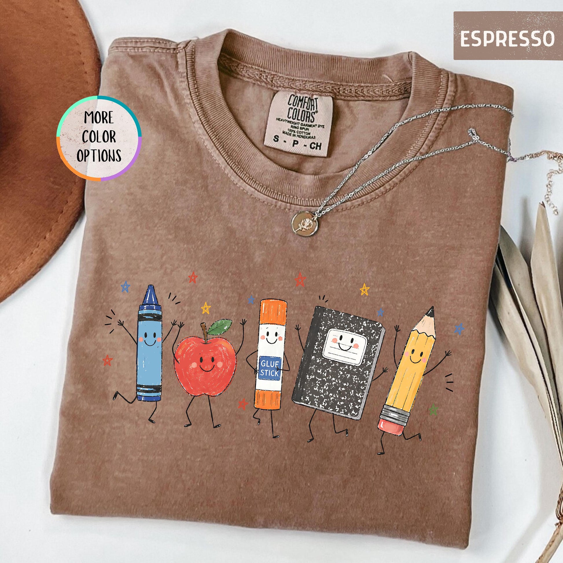 Comfort Colors® Funny Teacher Life Shirt, Back To School Gift, Preschool Teacher School Supplies T-shirt, Crayon Apple Pencil Notebook Shirt
