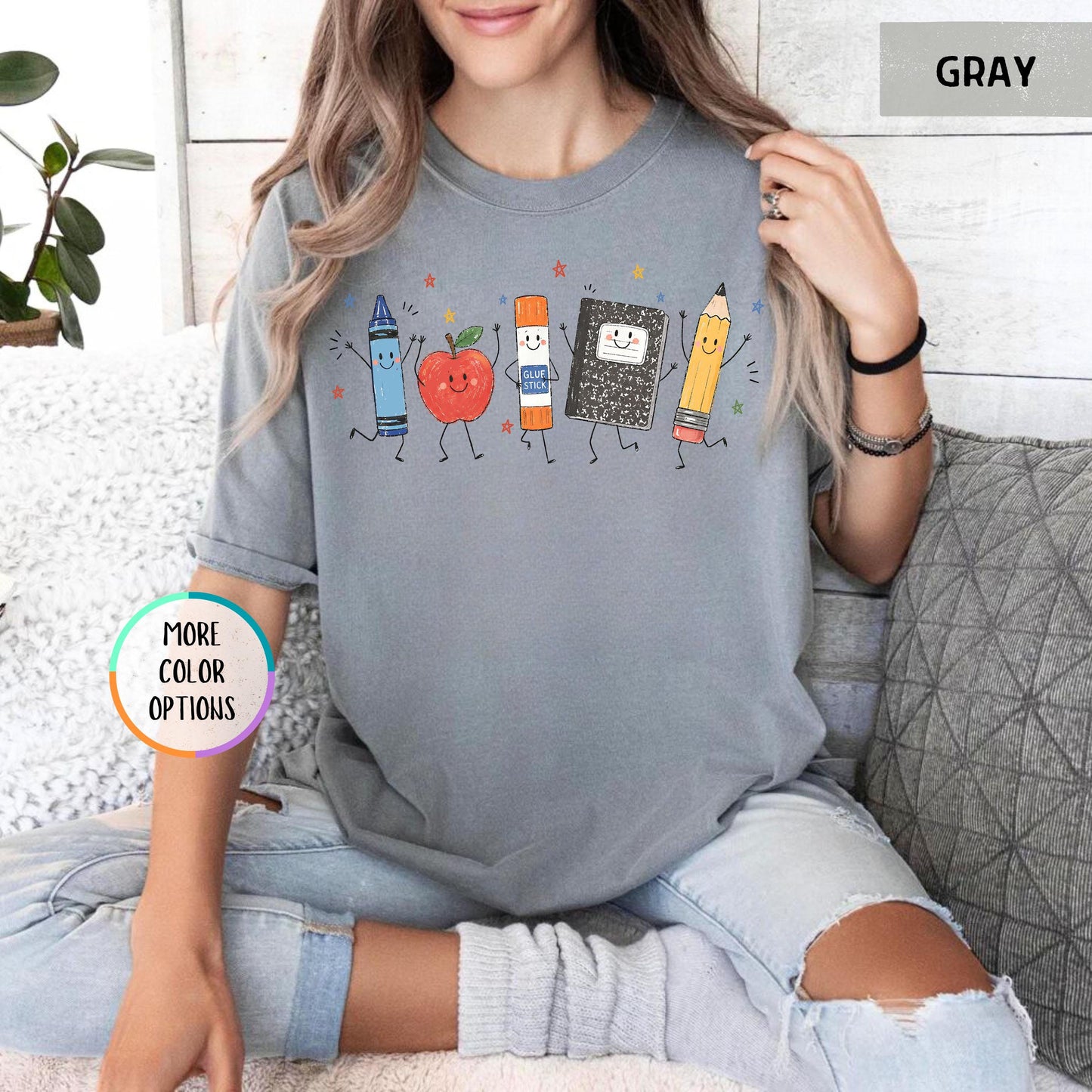 Comfort Colors® Funny Teacher Life Shirt, Back To School Gift, Preschool Teacher School Supplies T-shirt, Crayon Apple Pencil Notebook Shirt