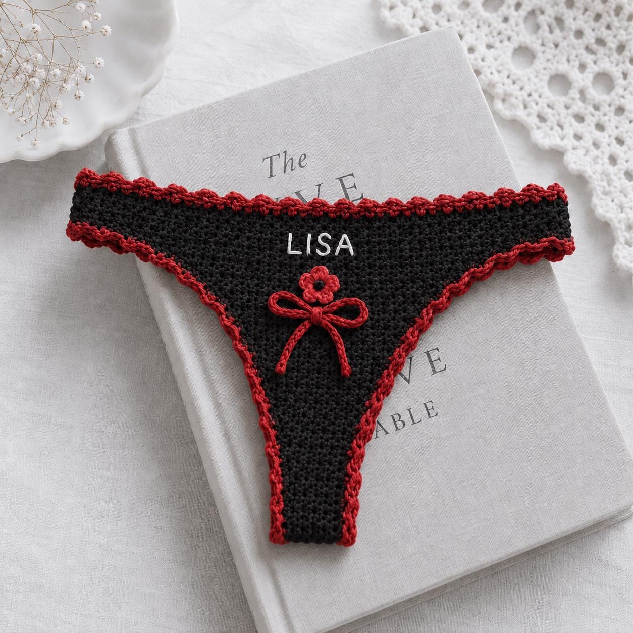 Personalized Crochet Bikini Bookmark, Handmade Book Thong, Fruit Bookini Gift for Readers