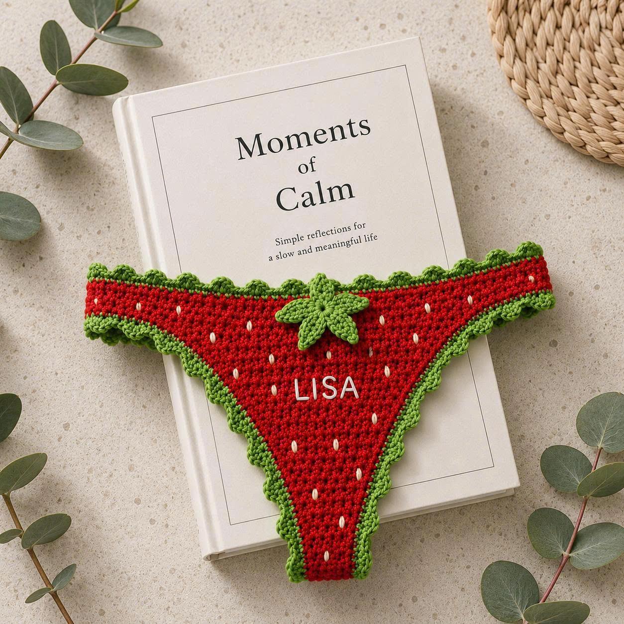 Personalized Crochet Bikini Bookmark, Handmade Book Thong, Fruit Bookini Gift for Readers