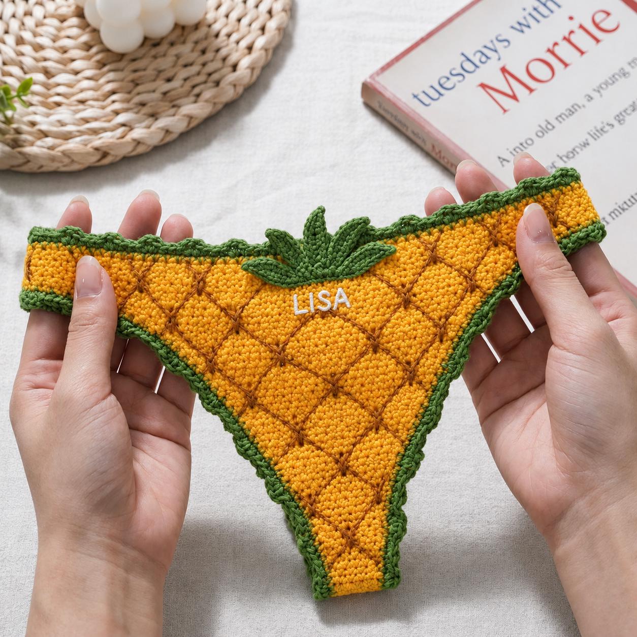 Personalized Crochet Bikini Bookmark, Handmade Book Thong, Fruit Bookini Gift for Readers