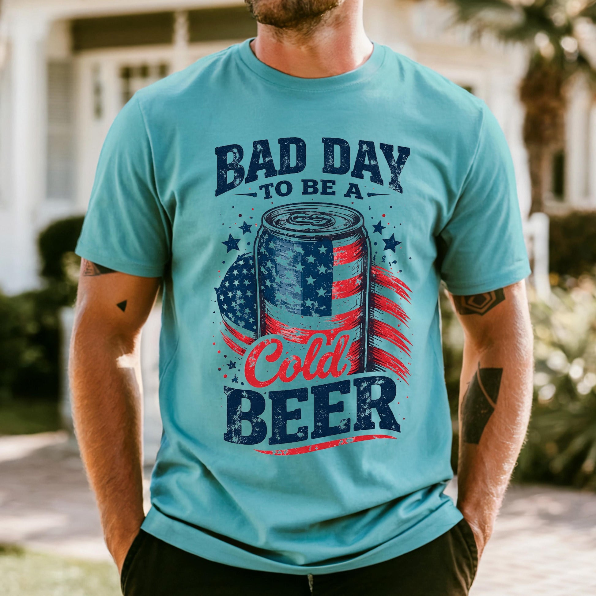 Comfort Colors It’s a Bad Day to Be a Cold Beer Shirt, Funny 4th of July Shirt, American Flag Tee, Patriotic Drinking, Independence Day