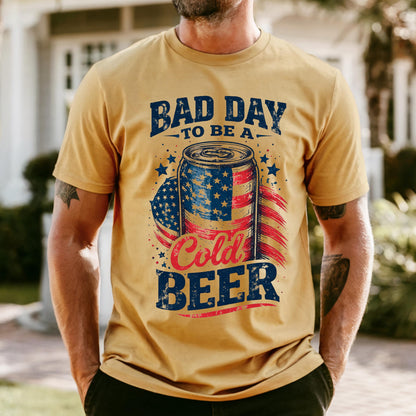 Comfort Colors It’s a Bad Day to Be a Cold Beer Shirt, Funny 4th of July Shirt, American Flag Tee, Patriotic Drinking, Independence Day