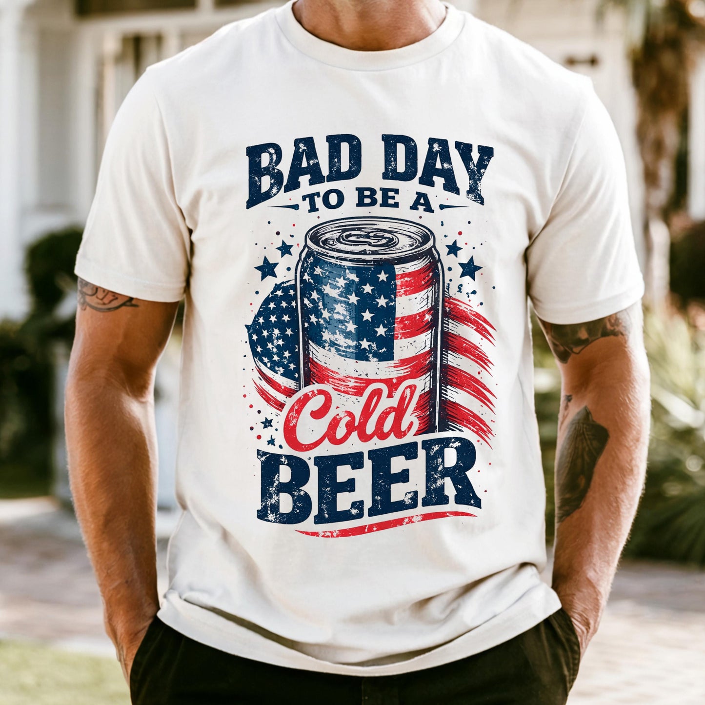 Comfort Colors It’s a Bad Day to Be a Cold Beer Shirt, Funny 4th of July Shirt, American Flag Tee, Patriotic Drinking, Independence Day