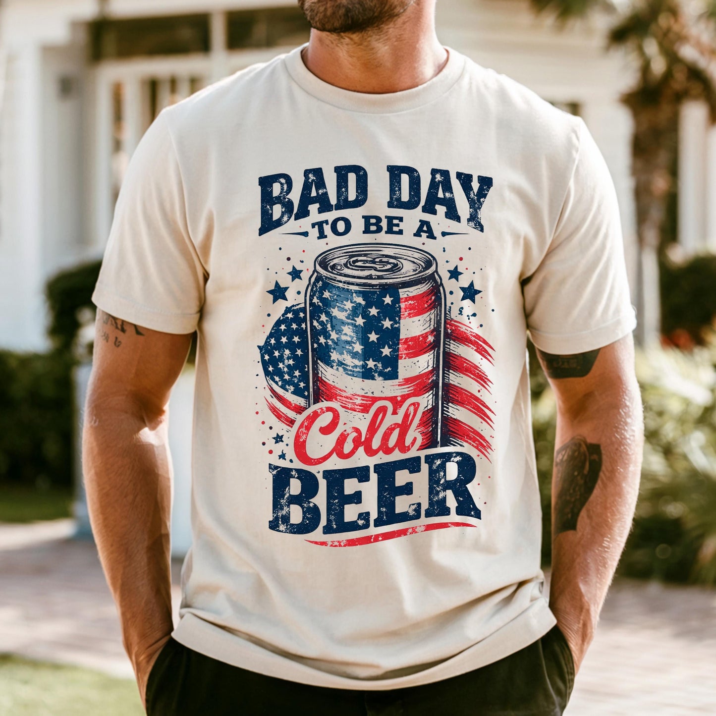 Comfort Colors It’s a Bad Day to Be a Cold Beer Shirt, Funny 4th of July Shirt, American Flag Tee, Patriotic Drinking, Independence Day