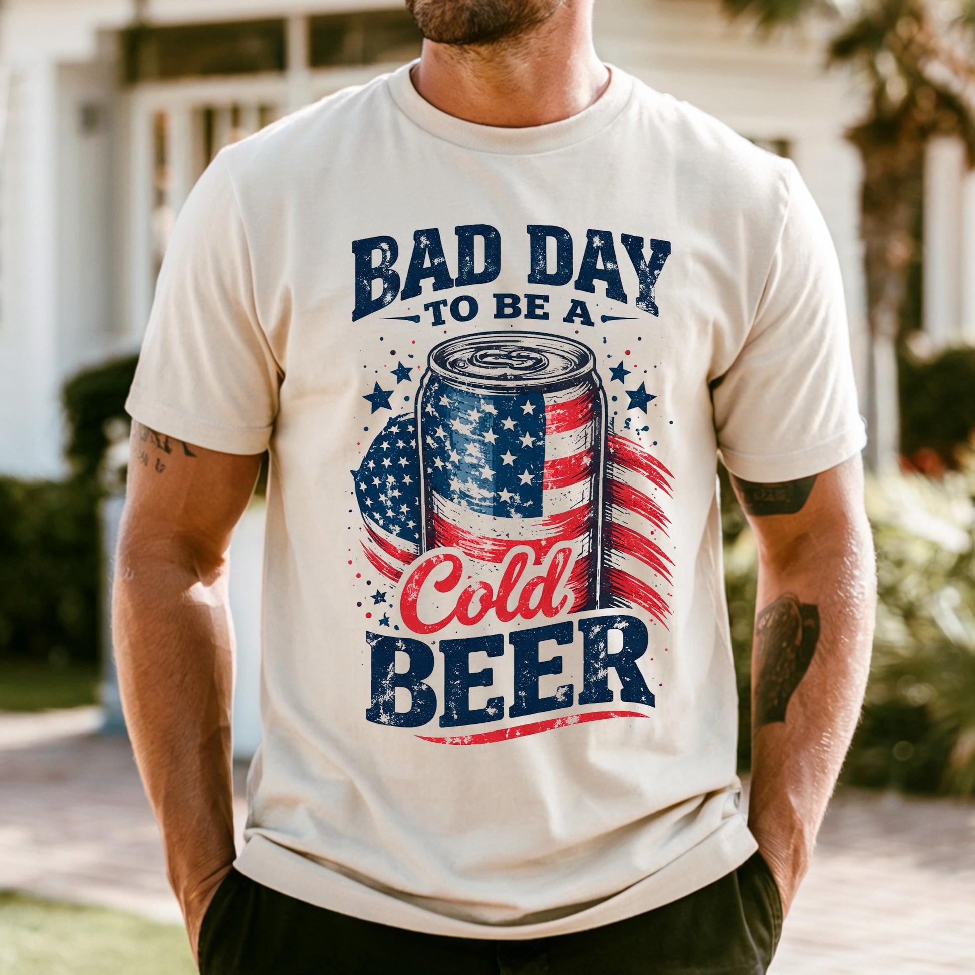 Comfort Colors It’s a Bad Day to Be a Cold Beer Shirt, Funny 4th of July Shirt, American Flag Tee, Patriotic Drinking, Independence Day