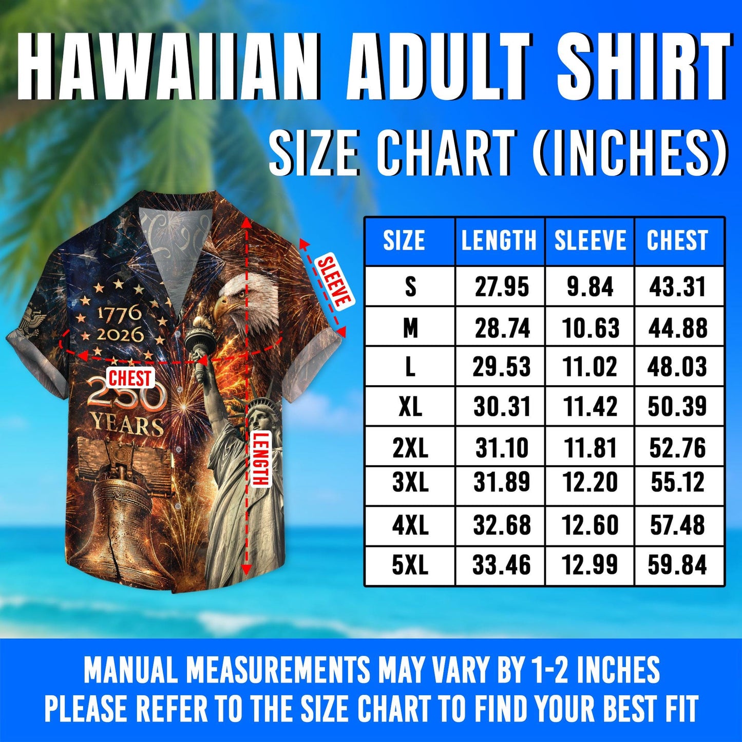 USA 250th Anniversary Hawaiian Shirt, 250 Years of Freedom Aloha Shirt, We The People America Summer Shirt, Fourth of July Gift