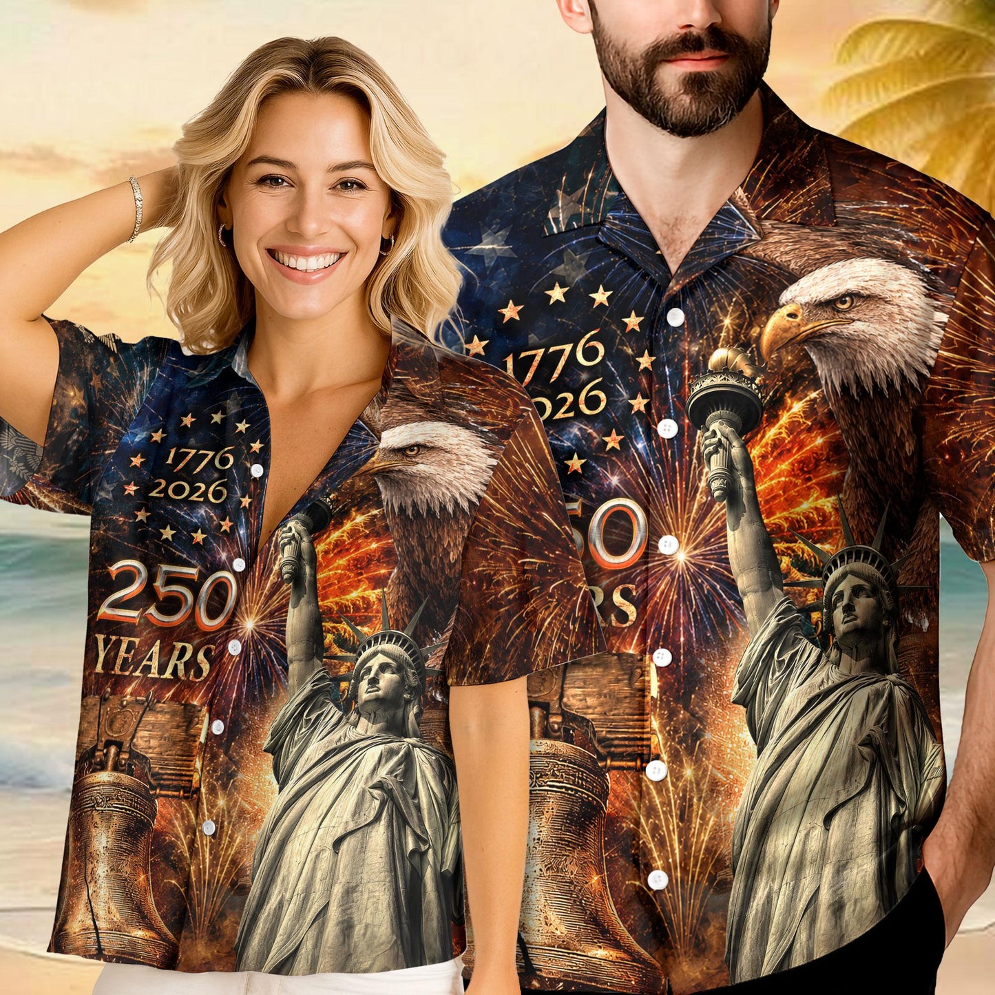 USA 250th Anniversary Hawaiian Shirt, 250 Years of Freedom Aloha Shirt, We The People America Summer Shirt, Fourth of July Gift
