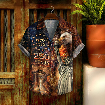 USA 250th Anniversary Hawaiian Shirt, 250 Years of Freedom Aloha Shirt, We The People America Summer Shirt, Fourth of July Gift