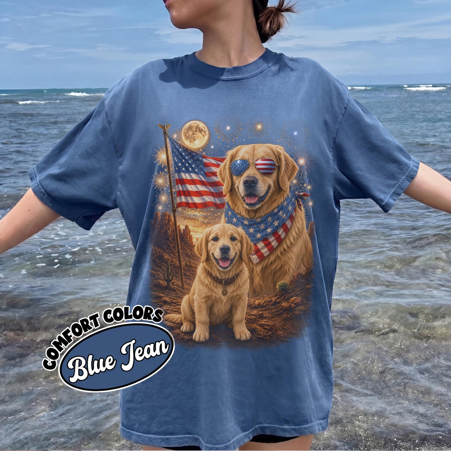 Comfort Colors® Custom Patriotic Pet Shirt, Personalized Dog Cat Photo Shirt, 4th of July Pet Shirt, Custom Dog Shirt, America 250 Shirt