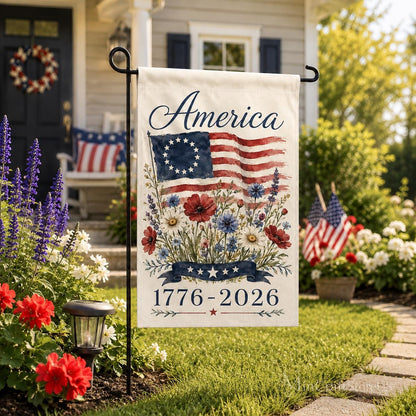 USA 250th Anniversary Garden Flag 1776-2026 Patriotic Outdoor Decor American Semiquincentennial Yard Banner