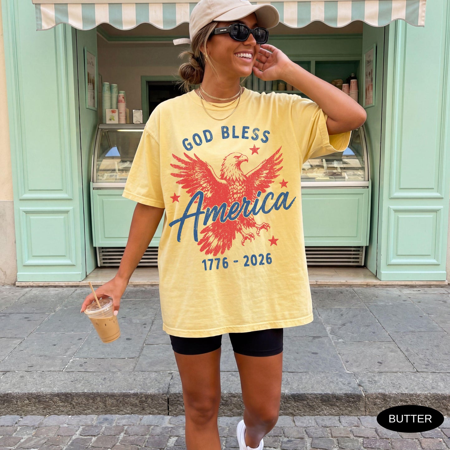 Comfort Colors 4th of July Shirt God Bless America 250th Anniversary Gift 250 Years USA Eagle 1776 2026 T-shirt