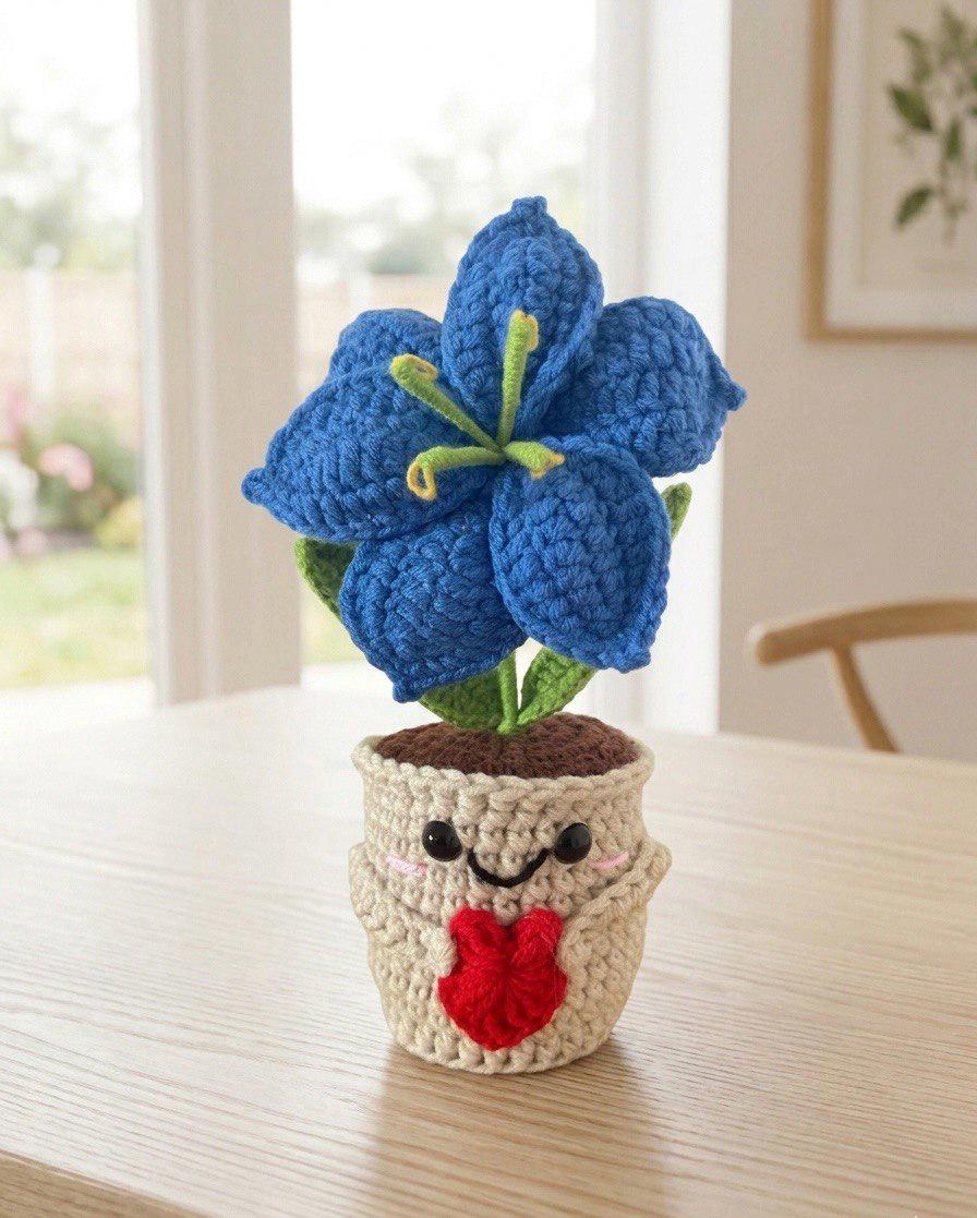 Personalized Gift – Crochet Flower Pot Decor – Encouragement Gift – Emotional Support Gift – Mental Health Desk Decor