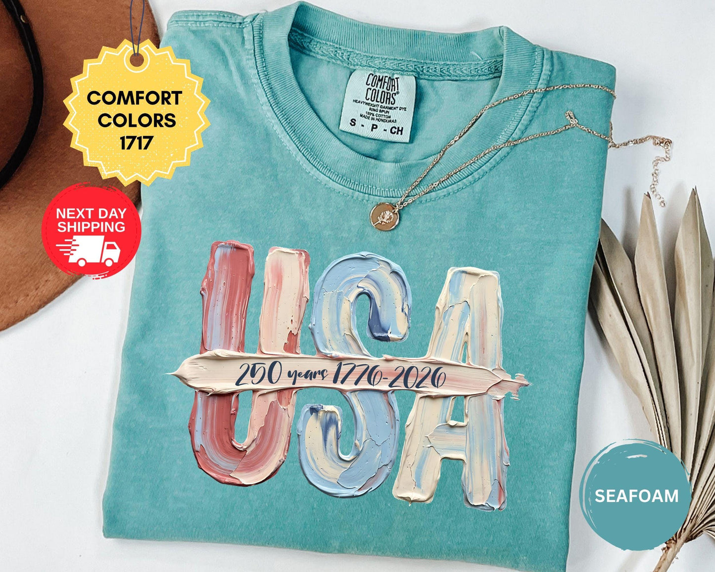 Comfort Colors USA Faux Paint Stroke Shirt, 250 Years 1776-2026 T-Shirt, Patriotic Tee