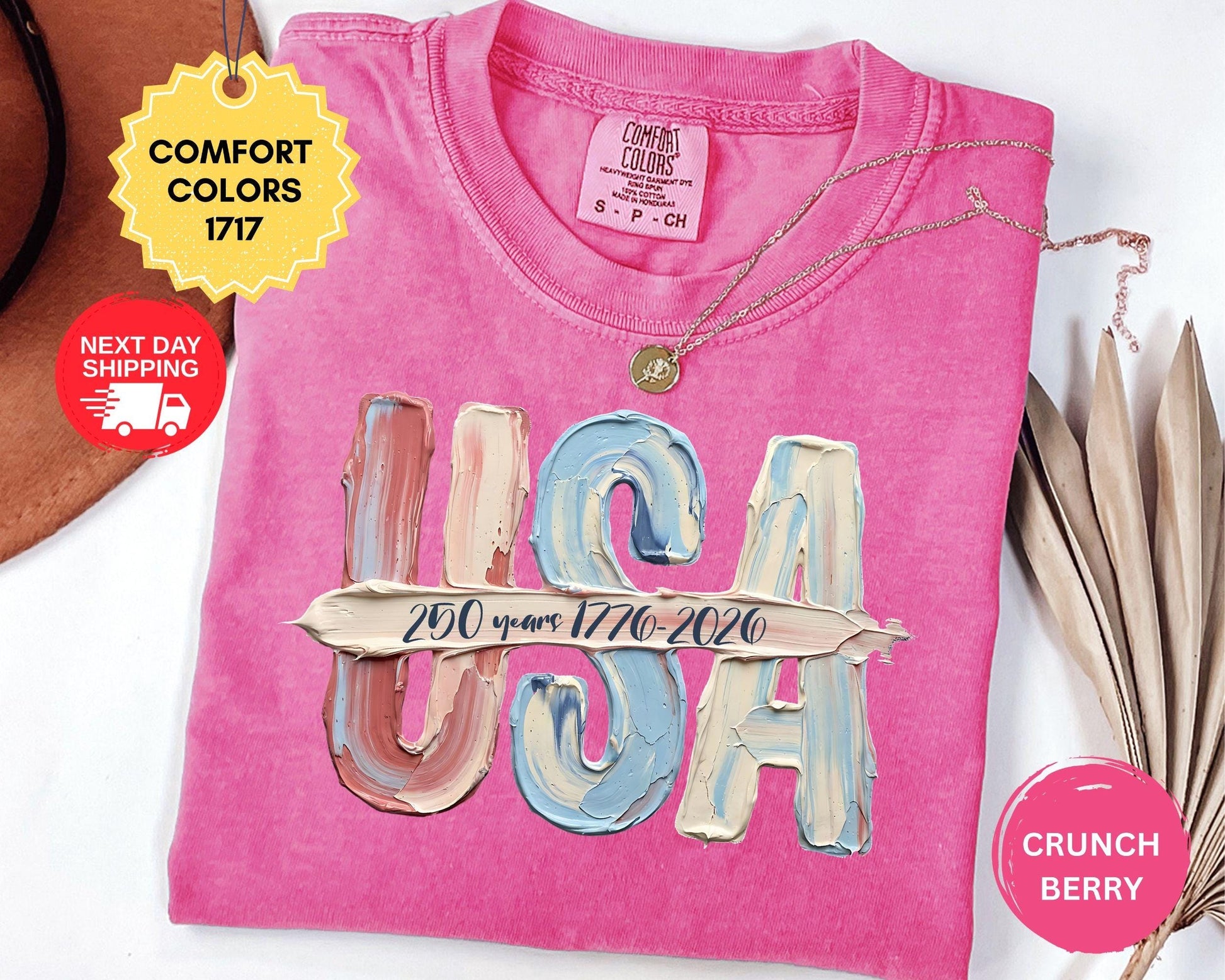 Comfort Colors USA Faux Paint Stroke Shirt, 250 Years 1776-2026 T-Shirt, Patriotic Tee