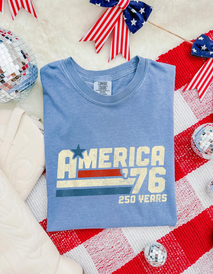 America 76 Shirt, 250 Years Patriotic Shirt, Retro 4th of July Tee, Vintage Independence Day Shirt, Quarter Semiquincentennial USA Tee