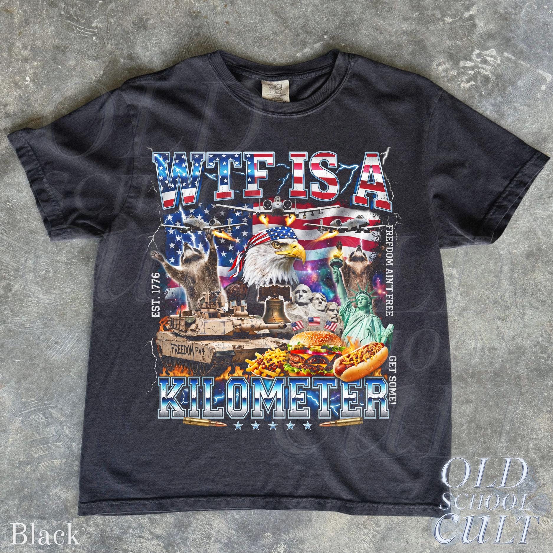 WTF Is A Kilometer Shirt Funny USA Patriotic Graphic Tee Vintage American Eagle Meme T Shirt 4th Of July Retro Freedom Unisex Gift